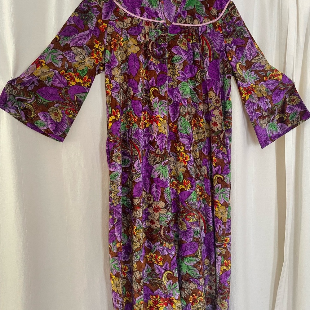 Velour Floral Purple House Coat